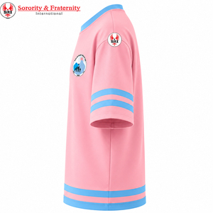 เสื้อยืดคัสตอม Jack & Jill of America ปักโลโก้ด้านหน้า สีชมพูและฟ้า แขนสั้น สำหรับทุกเพศ สไตล์กรีก - Product Image 4