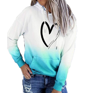 Sudadera con capucha de color degradado para mujer, manga larga, tejida, de poliéster, transpirable, para primavera - Product Image 4
