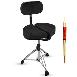 Sgabello per Batteria da 5 Pollici Imbottito con Supporto Lombare Diviso, 4 Gambe, Capacità 200 Kg, con Schienale per Accessori Strumenti Musicali - Product Image 1