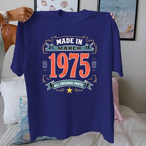 ผลิตเดือนมีนาคม 1975 เสื้อยืดผู้หญิงลายพิมพ์ลำลอง ผ้าฝ้าย 100% ทรงปกติ คอกลม แขนสั้น ผ้าถักน้ำหนัก 180 กรัม - Product Image 4