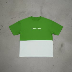 T-shirt pour homme rouge et blanc à blocs de couleur, manches courtes, col rond, coupe décontractée, tissu jersey 100% coton - Product Image 2