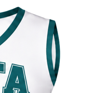 Haut d'uniforme de cheerleading bleu sarcelle sans manches, col en V, pour performance de danse et compétition sportive - Product Image 3