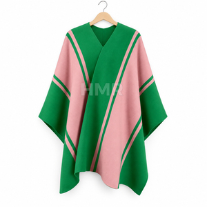 HMR Sorority Sisterhood Green Pink Open Front Poncho Cape Reversible Windproof Long Shawl <b>Wrap</b> Warm <b>Blanket</b> - Product Image 5