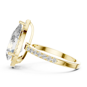 Anillo de compromiso con diamante talla pera en oro amarillo, estilo clásico para mujer - Product Image 2