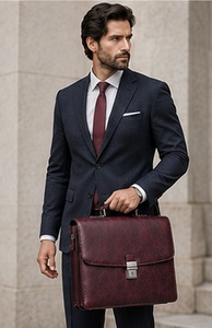 Luxury Genuine <b>Leather</b> <b>Messenger</b> Retro Classic Portable Vintage Office Laptop Business Casual Soft <b>Bag</b> Men Travel Use Full Grain - Product Image 4