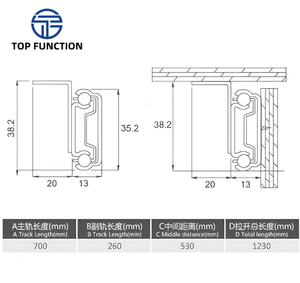รางเลื่อนโต๊ะอาหารแบบทนทาน 35 มม. อุปกรณ์ฮาร์ดแวร์เฟอร์นิเจอร์แบบเบา - Product Image 3