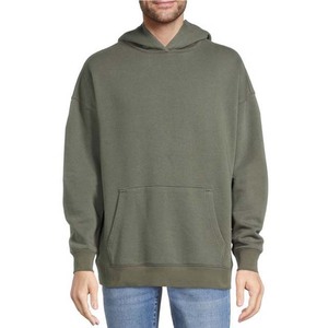 Sudadera con Capucha Verde Oliva para Hombre, 100% Algodón, Felpa, Diseño Holgado Informal con Bolsillos, Ropa de Otoño - Product Image 1