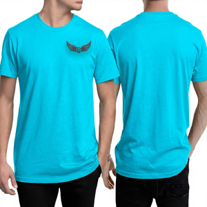 Camiseta Negra de Manga Corta para Hombre con Logotipo de Ala Bordado, Cuello Redondo, Estilo Casual - Product Image 4