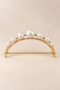 Pince à cheveux en perles de qualité supérieure avec cadre incurvé poli, épingle de fixation sécurisée, élégant accessoire de chignon de mariée à vendre - Product Image 5