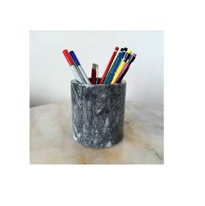 Marble Pen Holder Table Organizer Accessories/Desk Pencil Cup Gray Stone Color Stationery Storage Container - Product Image 2