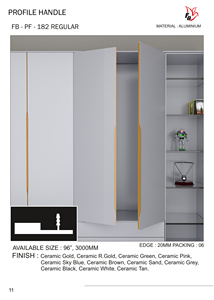 Aluminium profile wardrobe handle concealed edge grip cabinet <b>door</b> pull modern furniture hardware for kitchen wardrobe - Product Image 3