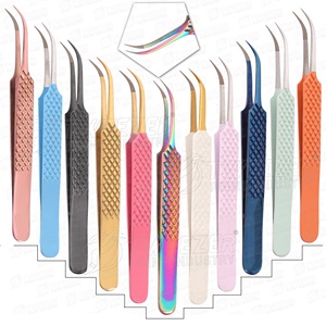 Amazing <b>Pointed</b> Tip Design Eyelash Tweezers with Card Box Packing Optimal Grip <b>Light</b> Weight Non Corrosive Beauty Tool - Product Image 2