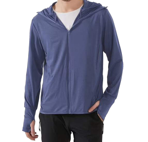 Sweat-shirt à capuche zippé pour homme, couleur unie, séchage rapide, en polyester tricoté, décontracté, pour l'été, sweat-shirt à capuche premium pour homme - Product Image 1