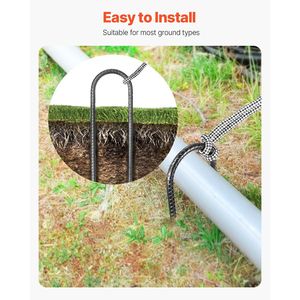 Ancoraggi a terra in acciaio zincato per impieghi gravosi da 10 pollici, a forma di U, con diametro di 0,32 pollici, puntali a scalpello, resistenti alla ruggine - Product Image 5