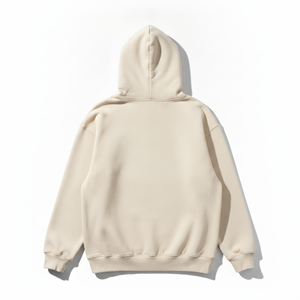 Sweat-shirt à capuche beige pour homme, coupe classique, en molleton de coton, personnalisé avec logo imprimé, tissu de luxe de créateur, vente en gros - Product Image 3