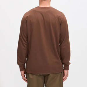 <b>Men's</b> <b>Brown</b> Short Sleeve O-Neck Slim Fit 100% Cotton Breathable Casual Solid Color <b>T</b>-<b>Shirt</b> with Front Logo Print - Product Image 4