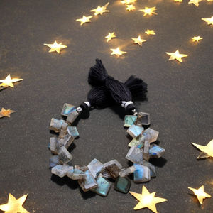 ลูกปัดคริสตัลลาบราดอไรต์ขัดเงาธรรมชาติอัญมณีสีฟ้าอมเขียวสีรุ้งสำหรับทำเครื่องประดับสร้อยข้อมือรักษาสร้อยคอหลวม - Product Image 1