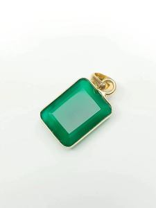 Pendentif en onyx vert naturel, argent sterling 925, plaqué or, collier, bijou, cadeau pour elle, prix de gros, fournisseur en gros - Product Image 2