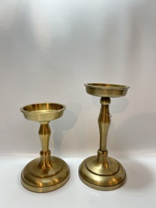 Cozy <b>Ribbon</b> Bow Gold Aluminium Candle Holders Set 2 <b>Red</b> Base Taper Candlestick Stands Festive Christmas Table Centerpiece Decor - Product Image 5