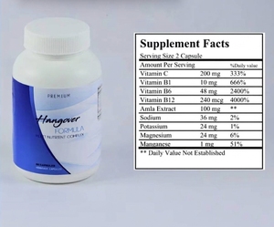 Fórmula Vegana Premium para la Resaca, Complejo Multinutriente, 60 Cápsulas, Vitaminas para Adultos, Mejora la Inmunidad, No Apto para Mujeres Embarazadas - Product Image 2