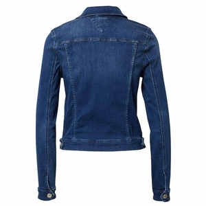 Veste en jean personnalisée pour femme, en denim extensible bleu, fabriquée au Pakistan, haute qualité, col rabattu - Product Image 5