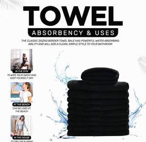 Toalla de Baño de Algodón Negro, Suave y Absorbente, Estilo Hotel, 580 GSM, 70x140 cm, Stock UE - Product Image 1