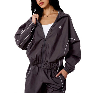 Women's Black Loose Breathable Autumn Windbreaker 2-Piece for Women <b>Lightweight</b> Oversized Plain 100% Nylon <b>Jacket</b> for men USA - Product Image 6