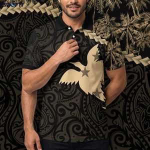 SPOFIT Men's Black Gold Tropical <b>Paisley</b> Print Short Sleeve Polo <b>Shirt</b> Casual Breathable Woven Design - Product Image 6