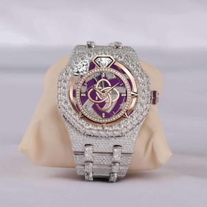Reloj de Lujo Personalizado con Moissanita para Hombre, Reloj de Pulsera de Cuarzo de Acero Inoxidable con Diamantes - Product Image 1