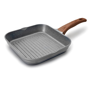 Padella quadrata stile grill con manico in legno e superficie antiaderente per grigliate all'interno - Product Image 1