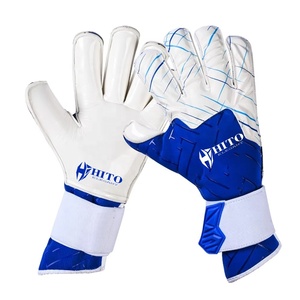 Gants de gardien de but de football en néoprène blanc et bleu, design personnalisé, avec latex allemand gaufré, 4 mm, latex allemand injecté, coupe négative en silicone - Product Image 6