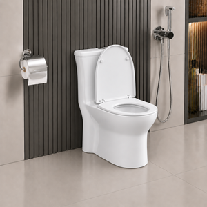 WC monobloc moderne à poser au sol avec chasse d'eau silencieuse, écologique, facile à nettoyer, cuvette en céramique blanche, chasse d'eau Tornado, idéal pour villa - Product Image 3