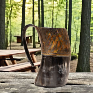 Mug en corne de buffle de luxe – Tasse à café artisanale en corne de buffle bio, gobelet sculpté étanche - Product Image 3