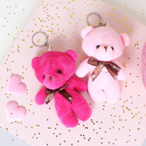Cute Plush Teddy <b>Bear</b> Keychain Soft Stuffed Animal Pendant L.<b>Pink</b> White Lilac L.Blue Color Options Cartoon Style 3D Shape - Product Image 4