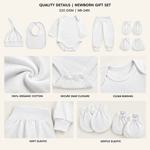 Conjunto de Ropa para Bebé de 7 Piezas, Recién Nacido, 220 g/m², Algodón Orgánico, OEM, ODM, Marca Privada, Venta al por Mayor para Minoristas de Boutiques - Product Image 4