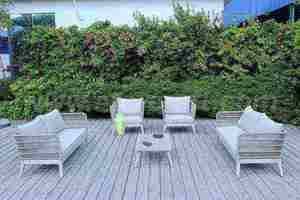 Coastal Style PE Wicker Outdoor <b>Sofa</b> Set with High-Density Foam Cushions <b>Waterproof</b> Garden Furniture - Product Image 4