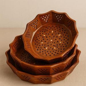 Plateaux de service indiens artisanaux, magnifiques plateaux rectangulaires en bois, style traditionnel, nouvelle collection pour la cuisine - Product Image 5