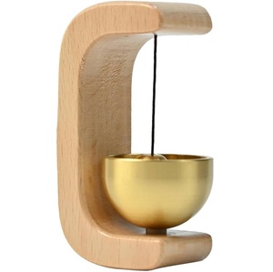 Timbre de puerta de madera maciza con acabado en latón, estilo minimalista, hecho en India, decoración moderna para el hogar, regalo para diversas ocasiones - Product Image 2