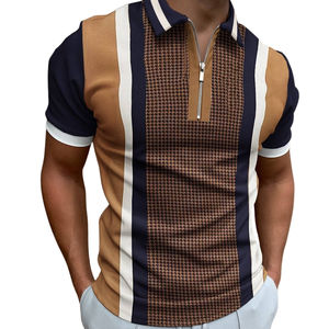 Polo à manches courtes rayé pour homme de haute qualité, coton premium, respirant, doux, confortable, léger, coupe classique - Product Image 1