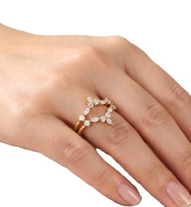 Bague Chevron avec Diamant de Laboratoire Taille Marquise Radiant et Taille Ronde, 0,40 ct, Couleur E-F, Pureté VS, en Or Massif 14K 18K, Cadeau Quotidien - Product Image 6