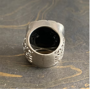 Men's 925 Sterling Silver <b>Ring</b> Large <b>Cushion</b> Black Onyx Gemstone Artisan Carved Wide Band Jewelry Manufacturer JAIPUR SILVER - Product Image 4