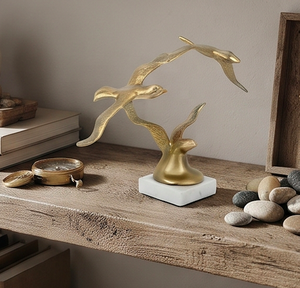 <b>Gold</b> Abstract Seagull Sculpture Modern Bird Art <b>Decorative</b> Item For Home Office And <b>Living</b> <b>Room</b> Use - Product Image 2