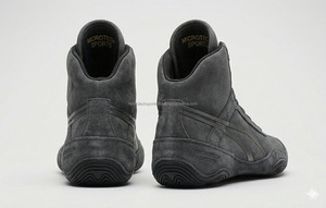 Microtech Sports Professional <b>Boxing</b> Shoes High Top Charcoal Suede Training Boots Men Wrestling Footwear Custom Logo Gear - Product Image 5