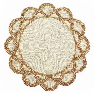 Handcrafted Beaded Round Placemat Beaded Design Placemat by Saro Lifestyle Shamrock Coquette Bow Placemat <b>table</b> <b>mat</b> or placemat - Product Image 1