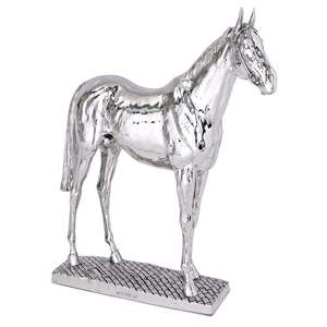 Estatua de Caballo de Aluminio Fundido de Inspiración Real para Exhibición en Mesa de Consola de Lujo con Textura Metálica Pulida - Product Image 1