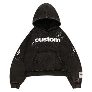 Sweat à capuche surdimensionné personnalisé avec logo pour homme, en molleton bouclette, commandes en gros, prix d'usine, streetwear - Product Image 2
