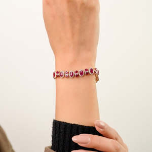 14k Gold Vintage Style Natural <b>Ruby</b> & Diamond Statement <b>Bracelet</b> 12.57 Ct - Product Image 3
