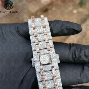 Reloj Mecánico Rectangular de Lujo para Hombre Charm Jewels con Caja Incrustada de Diamantes y Correa de Cuero, Esfera Analógica de 38 mm - Product Image 2