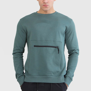 Men Solid Cotton Crew Neck Sweatshirt Regular Fit Long Sleeve Casual <b>Pullover</b> Winter Knitted Embroidered Plain Dyed Style - Product Image 6