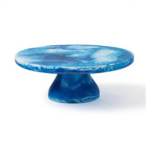 Support à gâteau moderne en résine bleue, écologique, durable et de qualité alimentaire, pour la maison, les mariages, les anniversaires ou les hôtels, nouveau design - Product Image 1